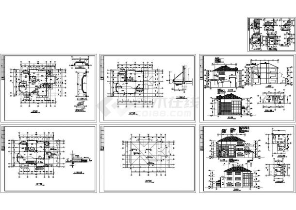 某三层地中海风格别墅建筑施工图纸（7张图纸）-图一