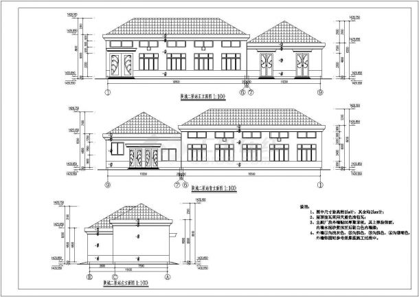 某地区钢筋混凝土结构泵房建筑设计施工图-图一