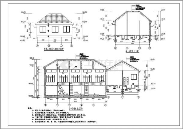 某地区钢筋混凝土结构泵房建筑设计施工图-图二