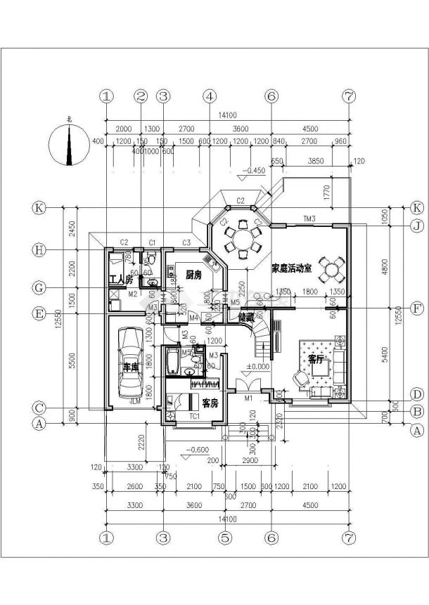 占地150平米2层框架结构独栋别墅建筑设计CAD图纸-图一