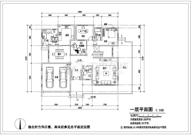 山东某坡屋顶两层独栋别墅建筑施工设计全套cad图-图一