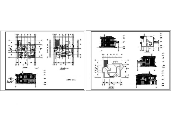 长15.15米 宽13.2米 2层253.61平米别墅建筑设计图_图1