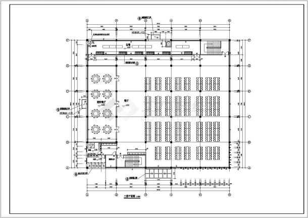 某中学二层食堂建筑设计平面布局方案-图二