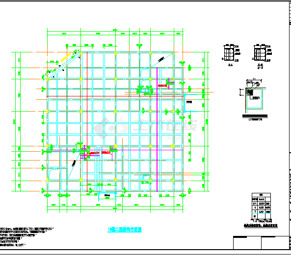 某地多层商业中心1#、2#楼结构图（标注详细）-图二