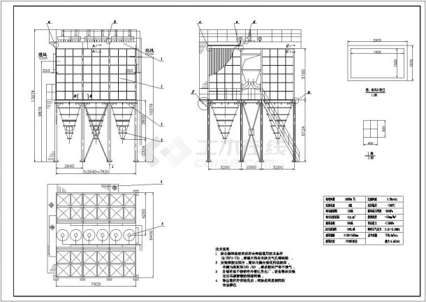 某多室布袋除尘器设计CAD图纸方案-图一