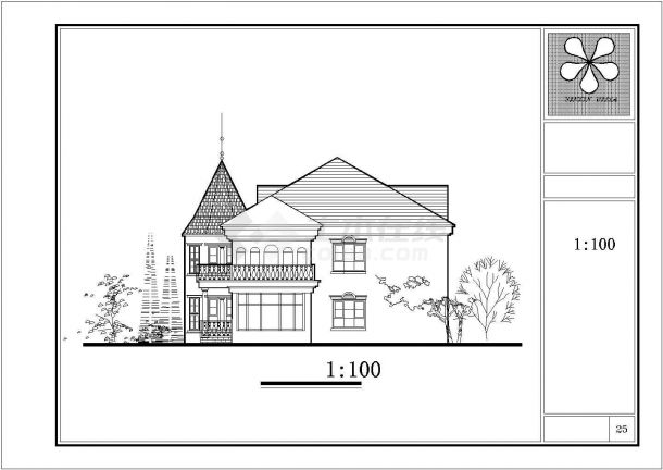 精美简单的二层别墅建筑方案图-图一