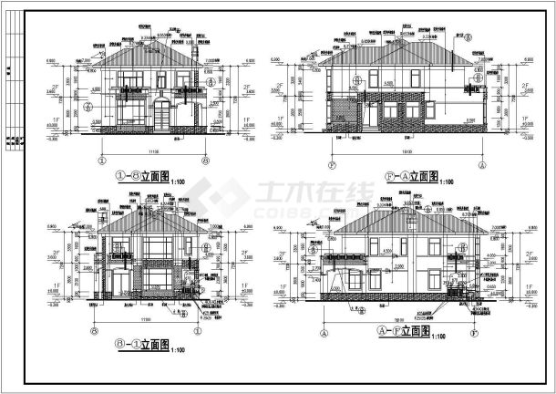 某小区三层坡屋顶别墅建筑及结构设计施工图-图一