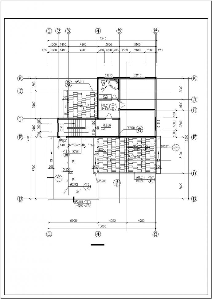 某地小型别墅建筑设计方案图（标注详细）_图1