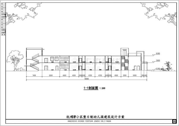 杭州市某小区幼儿园建筑设计方案图纸-图二