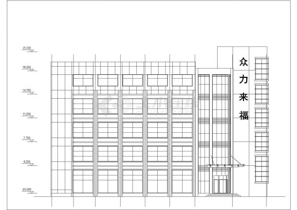 某地五层框架办公楼建筑方案设计图纸-图二