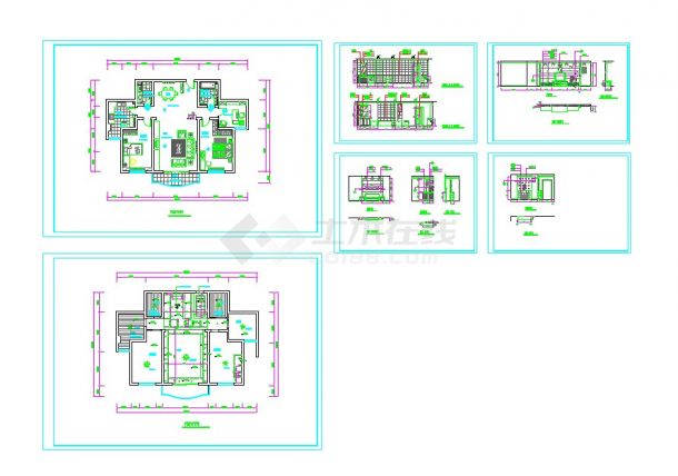 多层住宅建筑cad图（共6张）-图二