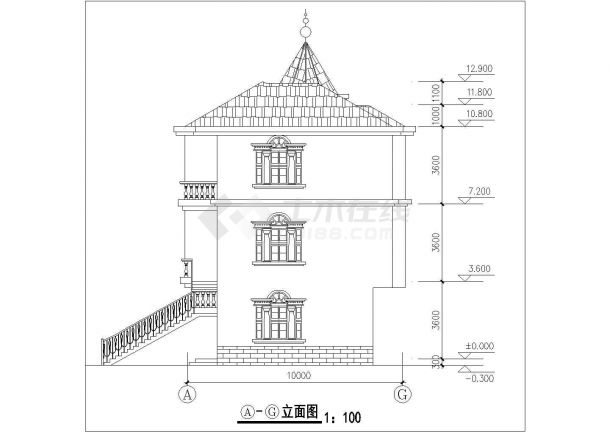 某小区三层欧式风格别墅建筑设计方案-图一