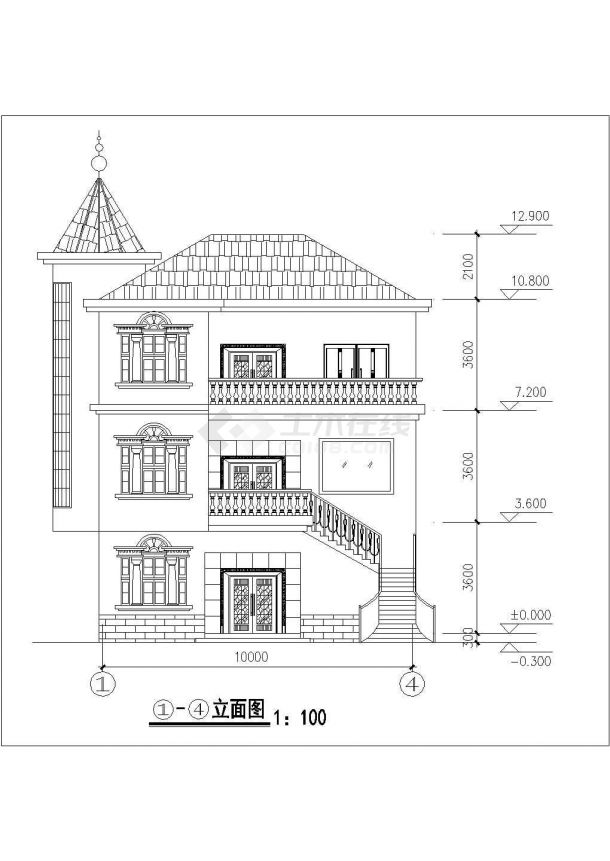 某小区三层欧式风格别墅建筑设计方案-图二