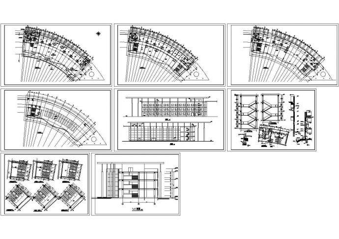 某三层弧形酒店建筑施工CAD图纸_图1
