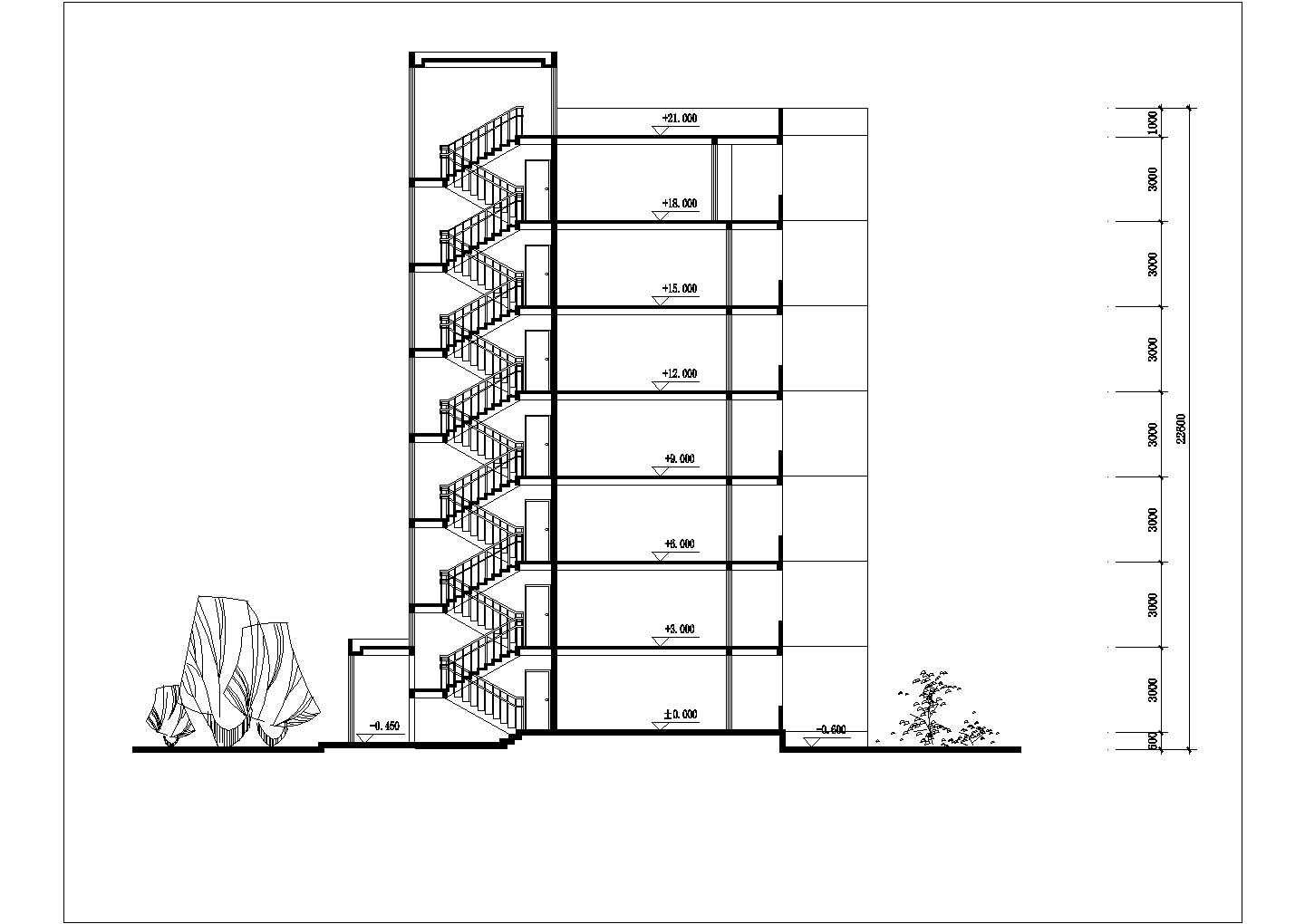 跃层式住宅楼建筑户型平面图