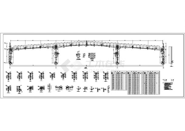 某地三跨60米x70米单层门式钢架结构厂房钢结构施工图-图二