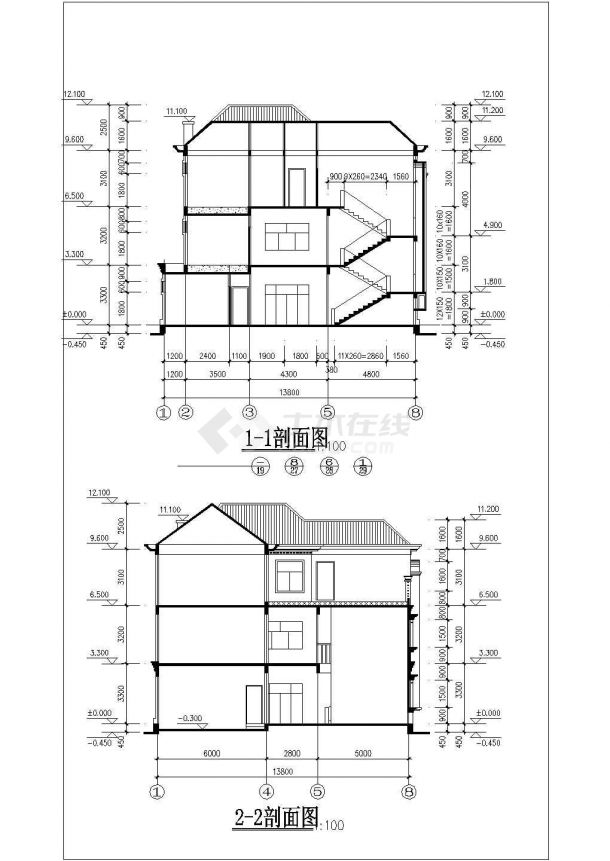 某地小型三层欧式别墅建筑设计方案图-图二
