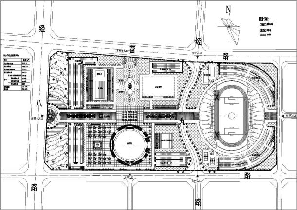 广西某大规模体育馆建筑设计总规划平面图-图一