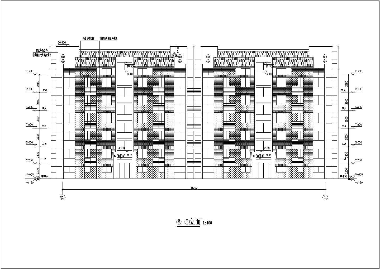 某地五层带阁楼住宅楼建筑设计方案