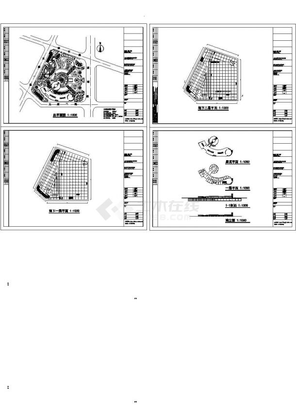某市用地18000平米广场建筑设计施工方案1【CAD 总平及说明】-图一