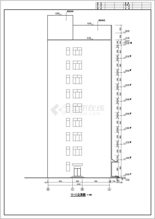 某地区10层综合楼建筑设计施工图-图二
