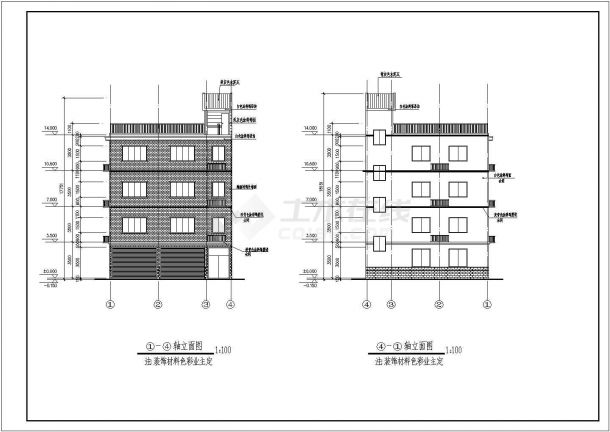 四层砖混农民房施工图（含建筑和结构）-图二