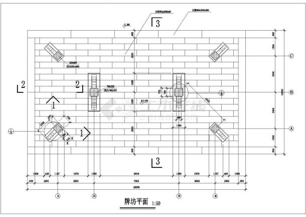 一套典型的牌坊建筑图（含设计说明）-图一