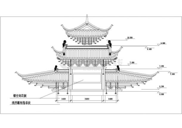 一套典型的牌坊建筑图（含设计说明）-图二