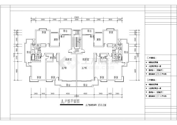 几十个经典的住宅户型平面布置图纸-图二