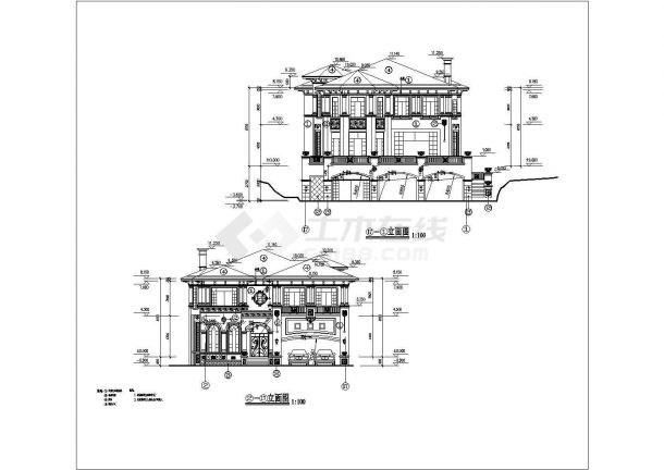 某地区二层欧式别墅建筑设计施工图-图二