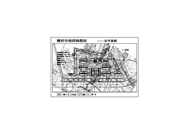 48951.5平米建材市场详细规划总平面图dwg格式-图一