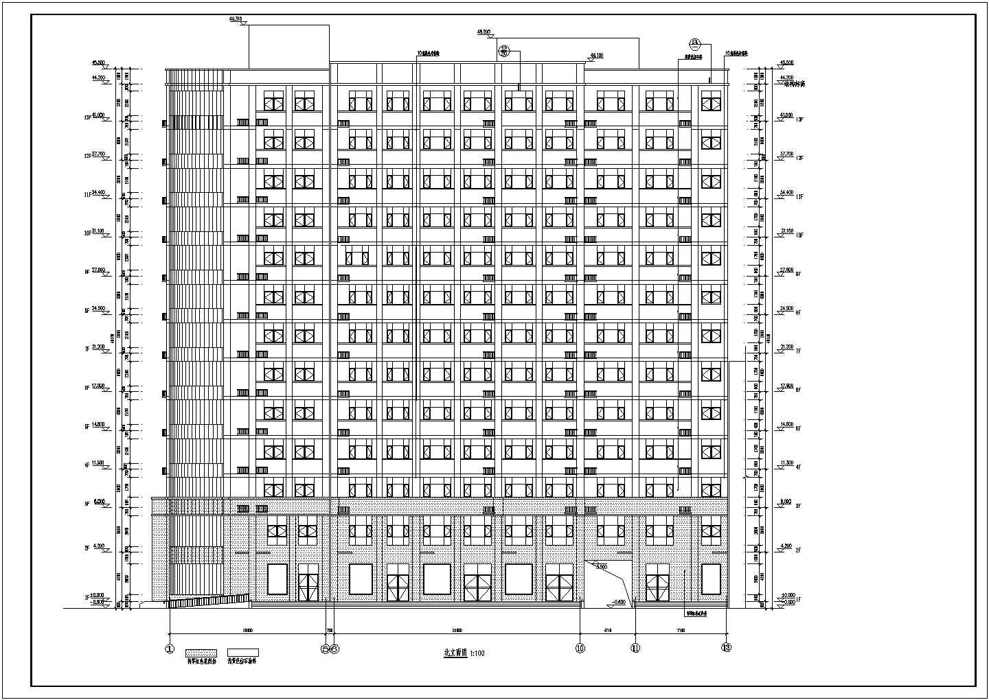 某地区13层商业酒店建筑设计施工图