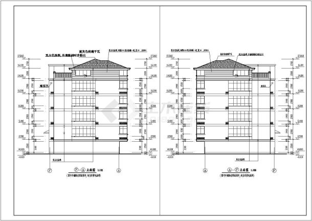 某地五层坡屋顶住宅楼建筑设计施工图-图一