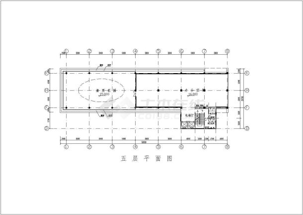 苏南现代5层办公楼建筑设计平面布局图-图二