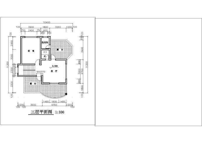 简单的小型别墅建筑施工图CAD图纸_图1