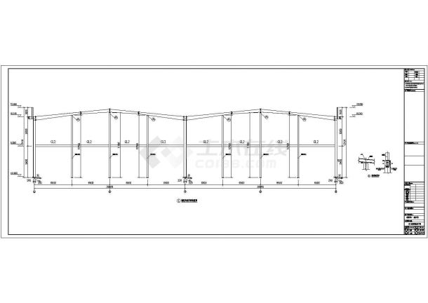 钢承板两层门式钢架厂房结构施工图CAD图纸-图二
