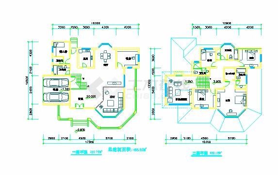 最新整理3套别墅建筑设计方案图-图一