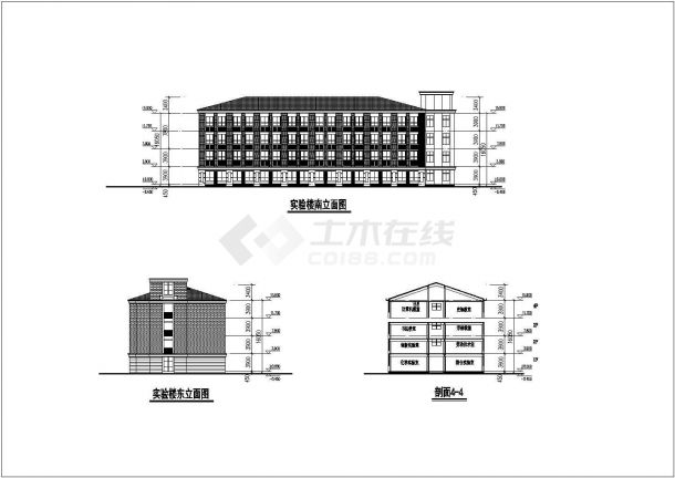上海某中学平立剖建筑方案设计图纸-图二