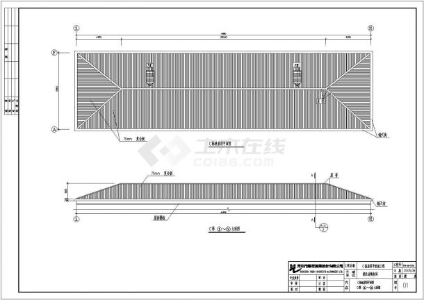 某地四坡三角形钢屋架仓储设施设计图-图二