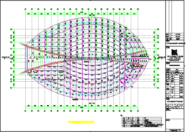 某地体育馆屋盖钢结构施工图-图一