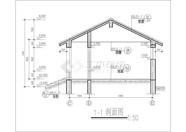 某农村单层剖屋顶住宅建筑设计方案-图二