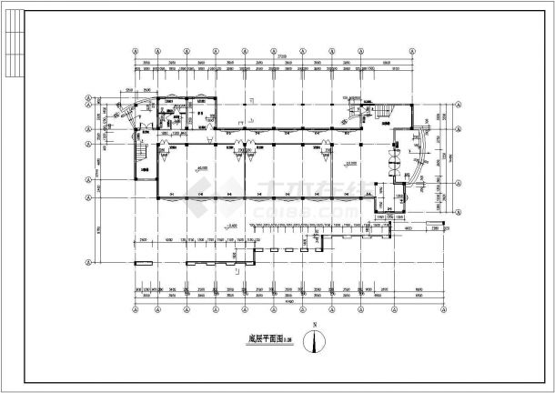 某地文化广场管理用房建筑施工图-图一