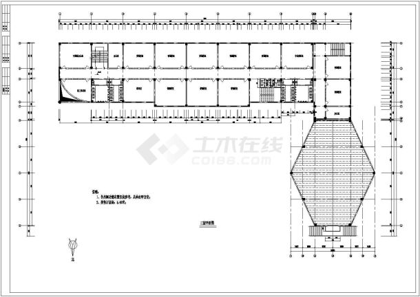 某中学四层教学楼及礼堂建筑设计方案-图二