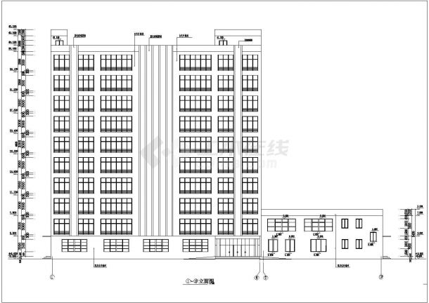 学生课程设计某九层图书馆建筑设计方案-图一