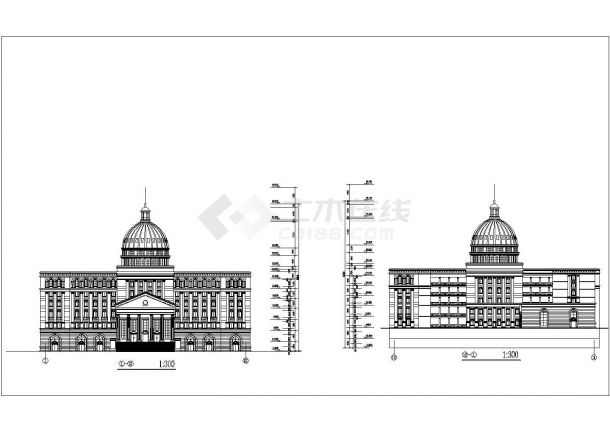 某地欧式办公楼建筑施工图-图一