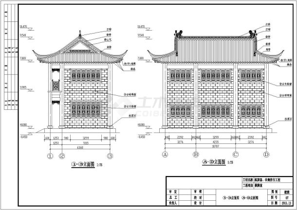 某地区仿古代亭长廊建筑设计施工图-图二