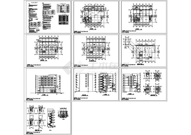 6层12654.7平米框架(民用建筑)宿舍楼建筑施工CAD图-图一