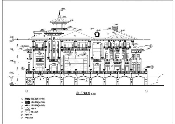 某地区三层欧式别墅建筑设计施工图-图二