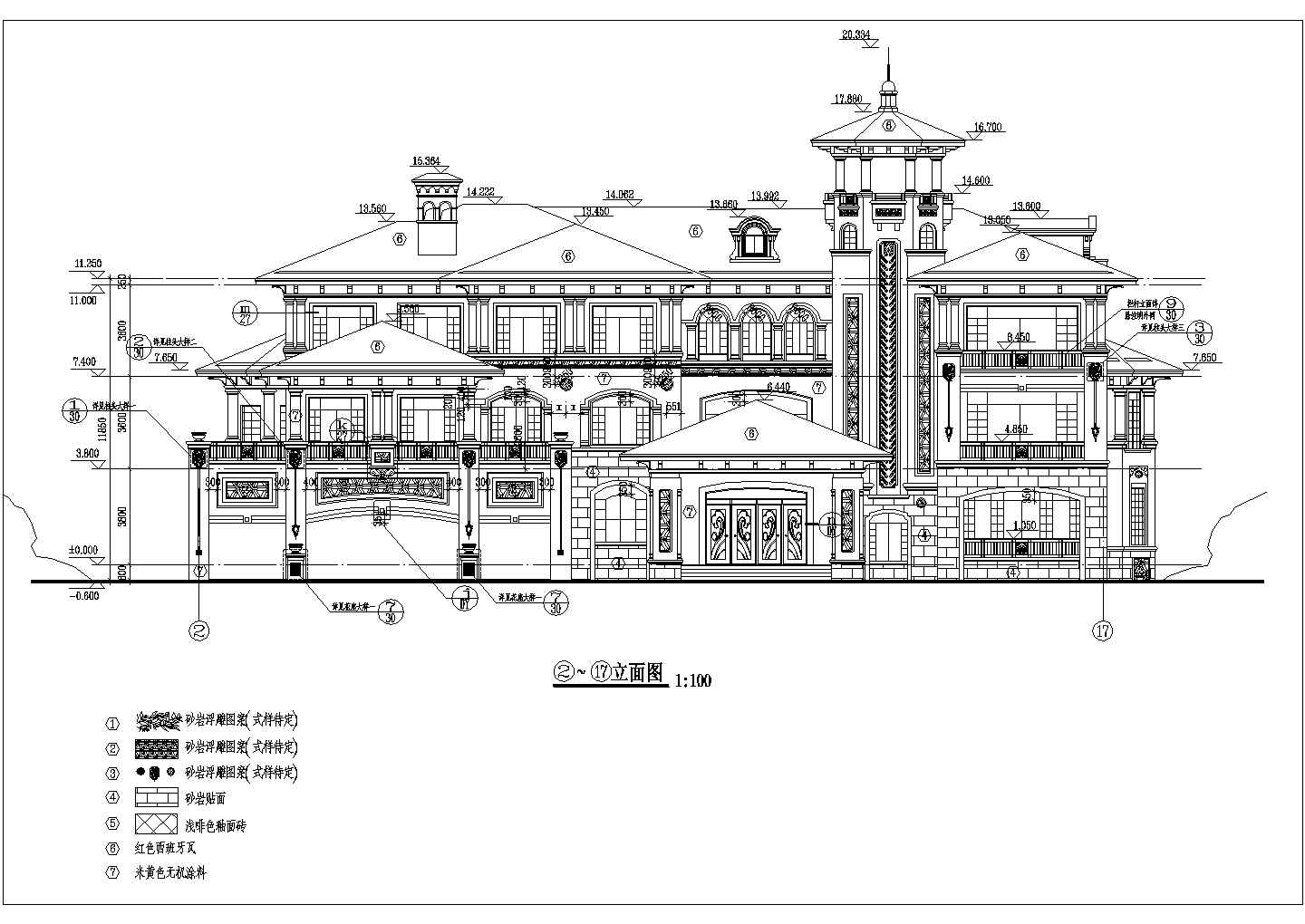 某地区三层欧式别墅建筑设计施工图