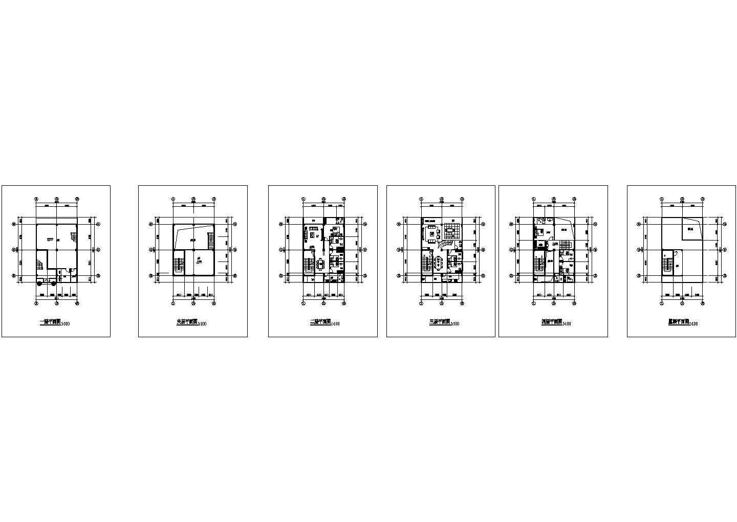  4+1夹层农村私人商铺住宅楼建筑平面设计图（长14.5米 宽9.1米）